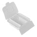 A white Eco-Products Vanguard Folia compostable fiber container with the lid open.