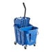 A blue Carlisle OmniFit mop bucket with a handle.