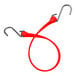 A red rubber Better Bungee strap with stainless steel S hooks.