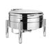 An Eastern Tabletop stainless steel round chafer with stand.