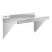 A silver stainless steel Regency wall shelf with a shelf on it.