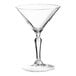 A clear Arcoroc martini glass with a stem.