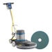 A Lavex Pro floor burnisher with a blue circular pad.