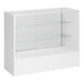 A white full vision display showcase with glass shelves.