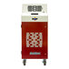 A red and white rectangular Kwikool portable air conditioner with wheels.
