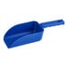 A blue plastic Vikan hand scoop with a handle.