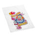 A white 12" x 18" cotton candy bag featuring a colorful clown holding balloons and the words 'Cotton Candy' in bold letters.