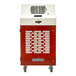 A white and red Kwikool portable air conditioner with wheels and a vent.