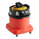 A red and black NaceCare Solutions ProSave canister vacuum cleaner on wheels with a black handle.