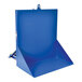 A blue rectangular Vestil tilt table with a metal stand.