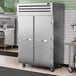 A large stainless steel True Spec Series reach-in refrigerator with two solid doors.