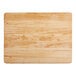 A wooden cutting board with rounded edges.