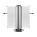 A ZonePro dual rolling stanchion with white fabric and blue accents on the poles.