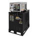 A black Mi-T-M electric hot water pressure washer on top of a black box with a hose.