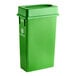 A Lavex lime green slim rectangular compost receptacle with a lid.