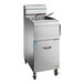 A Vulcan QuickFry natural gas floor fryer with analog controls and KleenScreen PLUS filtration system.