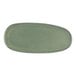 A close-up of a Front of the House Artefact moss green oval porcelain plate.