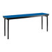 A National Public Seating Persian Blue rectangular table with black legs.