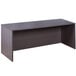 A brown Boss Holland laminate desk module with hutch, bridge, lateral storage, and credenza.