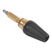 A close-up of a black and gold Mi-T-M rotating nozzle.