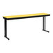 A marigold rectangular National Public Seating table with cantilever legs and a T-mold edge.