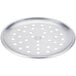 An American Metalcraft round silver aluminum pizza pan with holes.