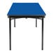 A National Public Seating Persian Blue rectangular table with black T-molded edges.