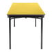 A National Public Seating marigold rectangular folding table with black legs.