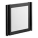 A black and white rectangular door with a black mirror on the bottom.