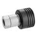 A black and silver metal female quick disconnect with valve for Pitco SE, SEH, and SEM Series.
