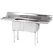 A stainless steel Advance Tabco two compartment sink with two drainboards.