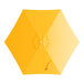 A yellow umbrella with a white center and black tip.