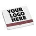 A white matchbox with black customizable text reading "Your logo here"