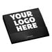 A black matchbook with white text that says "Your logo here"