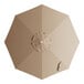A top view of a nutmeg Lancaster Table & Seating umbrella with a brown handle.