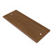 A brown melamine base shelf with holes in it.