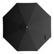 A black umbrella with a white circle.