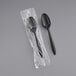 Two Remcoda black plastic teaspoons in plastic wrap.