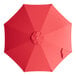 A red umbrella canopy with a white background.