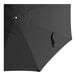 A black umbrella canopy with a handle.