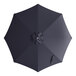 A navy blue umbrella canopy with a white circle on top.