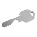 A stainless steel bottle opener shaped like a silver key.