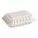 A white Choice rectangular plastic take-out container with a hinged lid.