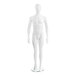 An Econoco Derek male oval head mannequin with arms at sides standing on a stand.
