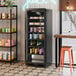 A black refrigerated glass door merchandiser with LED lighting, standing 78 1/2 inches tall.