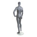 An Econoco male mannequin with a slate grey body, left hand on hip, and right leg forward.