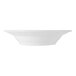 A Tuxton Western Rose eggshell white china soup bowl with a narrow black rim.