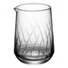An Acopa clear glass stirring/mixing pitcher with a design on it.