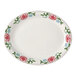A Tuxton white china oval platter with red flowers on it.