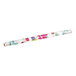 A white roll of plastic table covers with colorful flowers and butterflies on it.